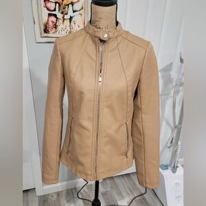 A.N.A. Faux Leather Jacket , Tan, Size Small